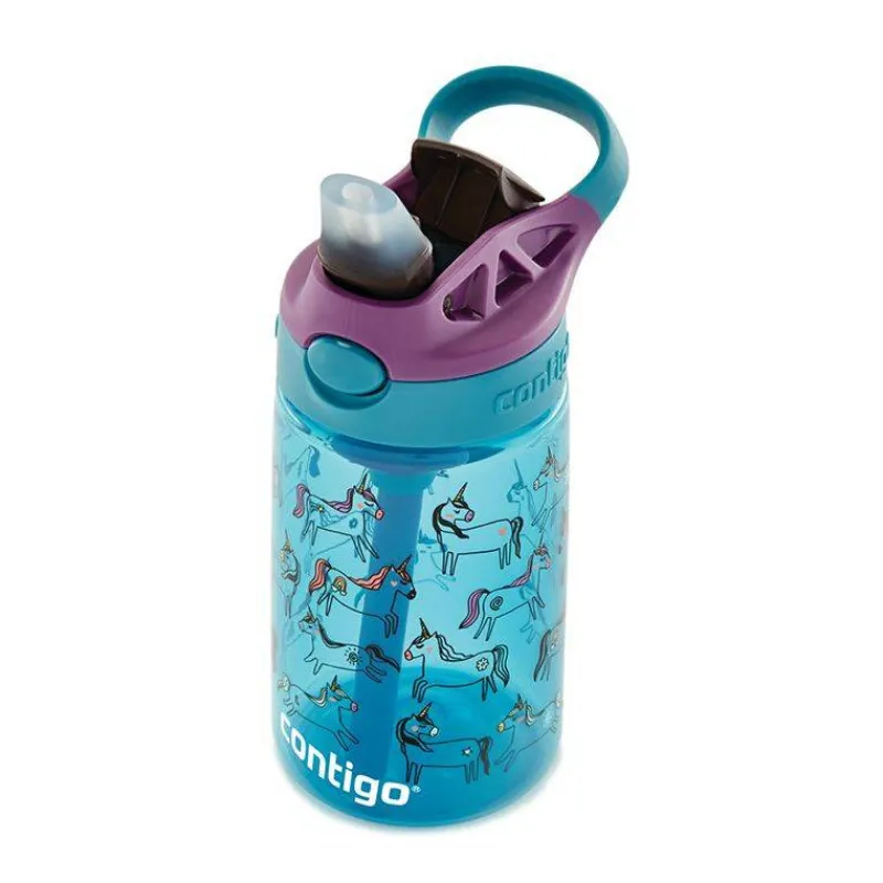 Gourdes | Verres Et Tasses Pour Enfants-Contigo GIZMO Flip Gourde enfant avec paille BLEU Licorne 420 ml