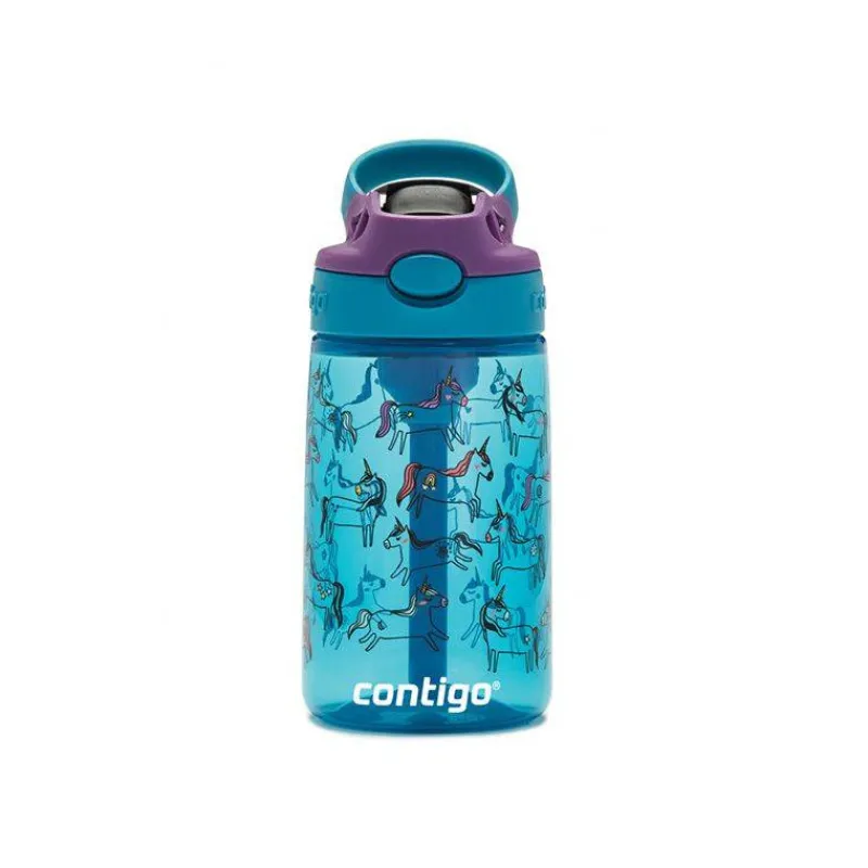 Gourdes | Verres Et Tasses Pour Enfants-Contigo GIZMO Flip Gourde enfant avec paille BLEU Licorne 420 ml