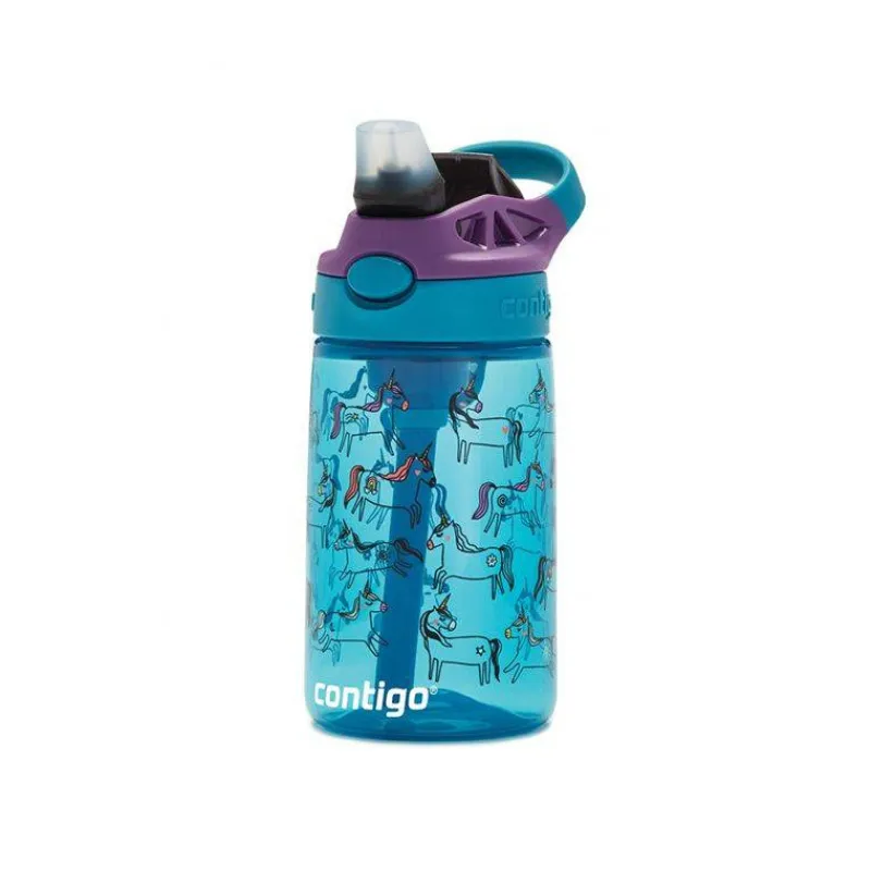 Gourdes | Verres Et Tasses Pour Enfants-Contigo GIZMO Flip Gourde enfant avec paille BLEU Licorne 420 ml