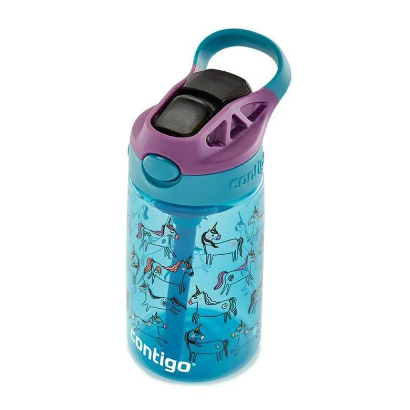 Gourdes | Verres Et Tasses Pour Enfants-Contigo GIZMO Flip Gourde enfant avec paille BLEU Licorne 420 ml