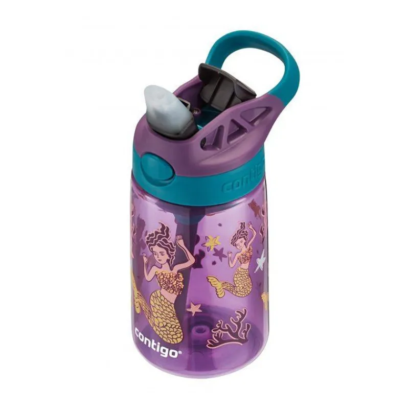 Gourdes | Verres Et Tasses Pour Enfants-Contigo GIZMO Flip Gourde enfant avec paille Violet Sirènes 420 ml