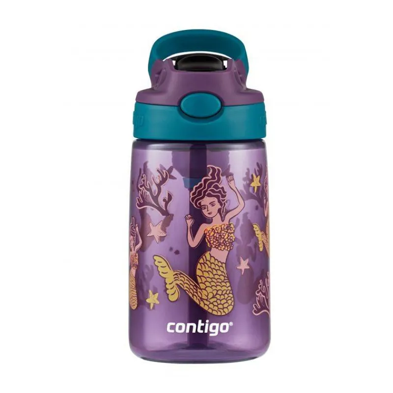 Gourdes | Verres Et Tasses Pour Enfants-Contigo GIZMO Flip Gourde enfant avec paille Violet Sirènes 420 ml