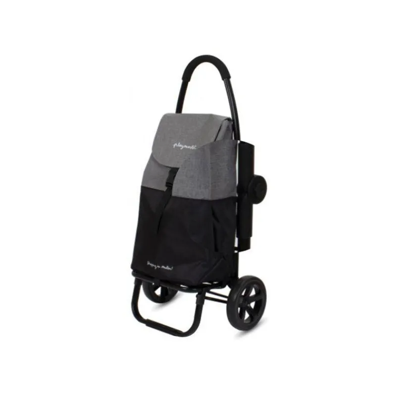 Poussettes De Marché-Playmarket GO TWO Compact Poussette de marché Chariot de courses Pliable Noir Gris Texturé
