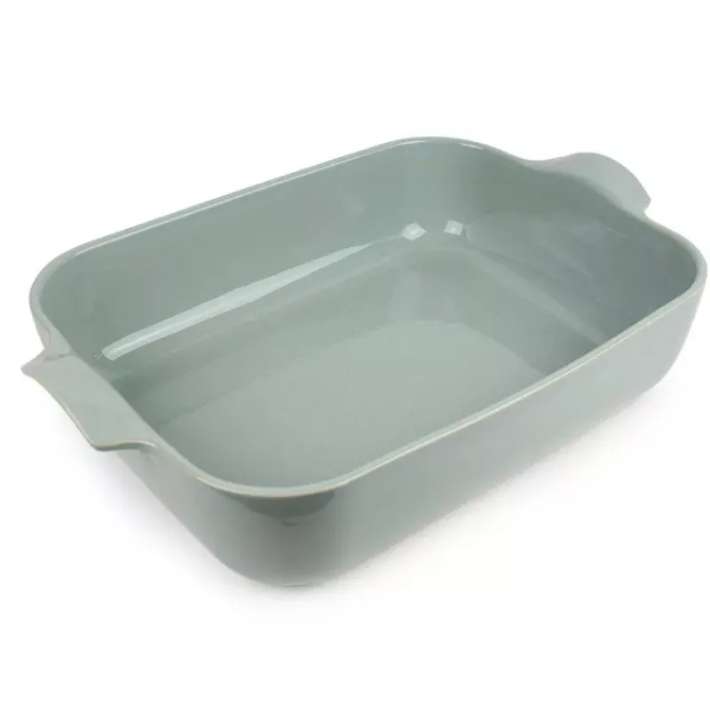 Plats À Rôtir Et Gratins-Esprit de Cuisine GOURMANDE Plat à Four en Céramique rectangle 40x27 BRETAGNE CERAMIQUE INDUSTRIE  Vert amande
