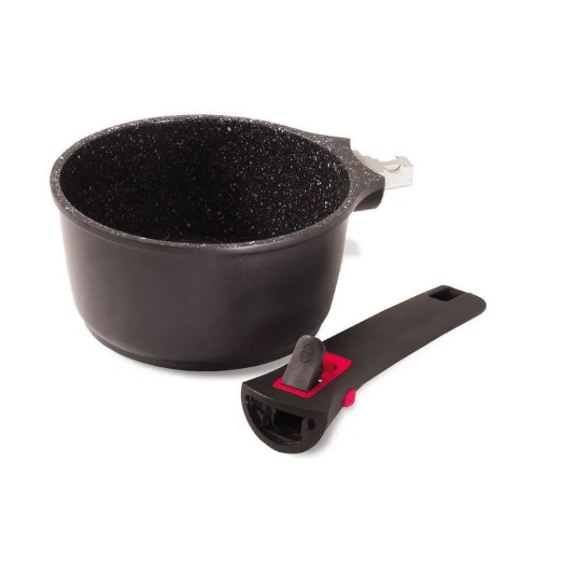 Casseroles En Fonte D'aluminium | Casseroles Amovibles-BAUMALU Granit PRO Casserole Fonte Aluminium Aspect Pierre Manche amovible Induction D16