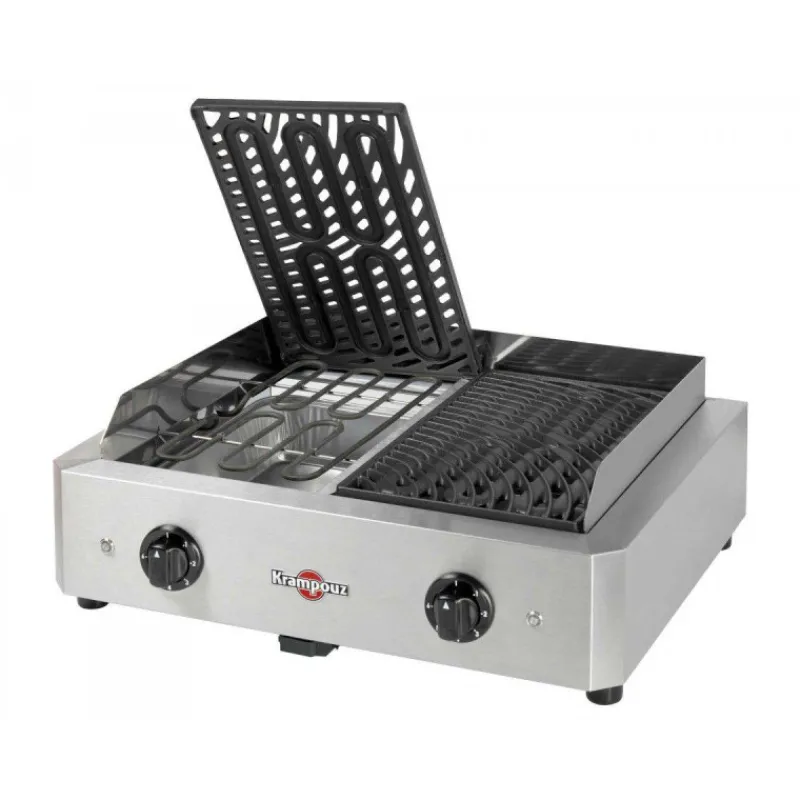 Plancha Électrique | Krampouz Plancha-KRAMPOUZ Gril Barbecue électrique Mythic XL 3400 W plaque fonte émaillée  