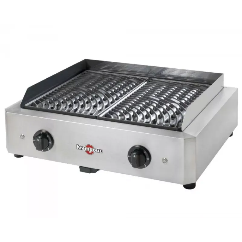 Plancha Électrique | Krampouz Plancha-KRAMPOUZ Gril Barbecue électrique Mythic XL 3400 W plaque fonte émaillée  