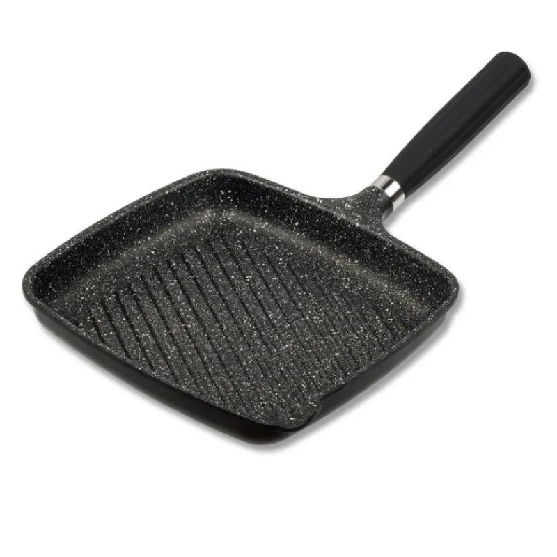 Poêles Amovibles | Poêles À Griller-PENTOLPRESS JULIENNE GRANIT Poêle à griller 26x35 Fonte Aluminium  aspect pierre Manche amovible INDUCTION