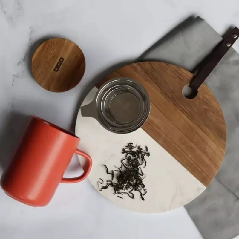 Mugs | Théières, Cafetières Et Accessoires-OGO JULIET Infuseur à Thé / Tisanière en grès Paprika  475 ml   avec couvercle bois