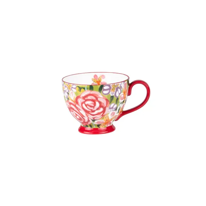 Tasses-TABLE PASSION JUMBO LUCY Tasse Bol à anse Déjeuner en Faïence 45 cl rouge