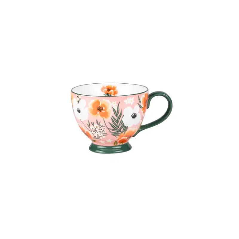 Tasses-TABLE PASSION JUMBO LUCY Tasse Bol à anse Déjeuner en Faïence 45 cl  verte