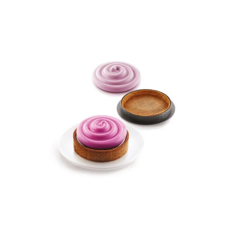 Moules À Tarte | Moules À Gâteaux-SilikoMart KIT MINI TARTE TWIST cercle tarte et moule décor spirale en silicone 3Design  SC