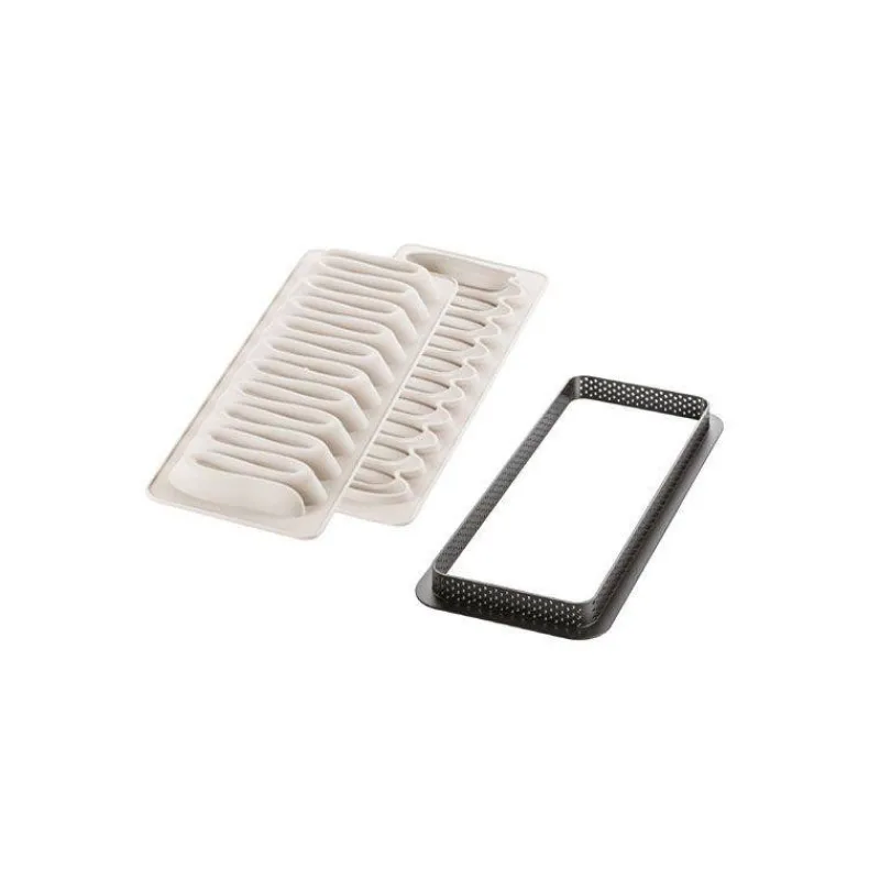 Moules À Tarte | Moules À Gâteaux-SilikoMart KIT TARTE NOUVELLE VAGUE cercle tarte rectangulaire avec moule en silicone 3Design SC