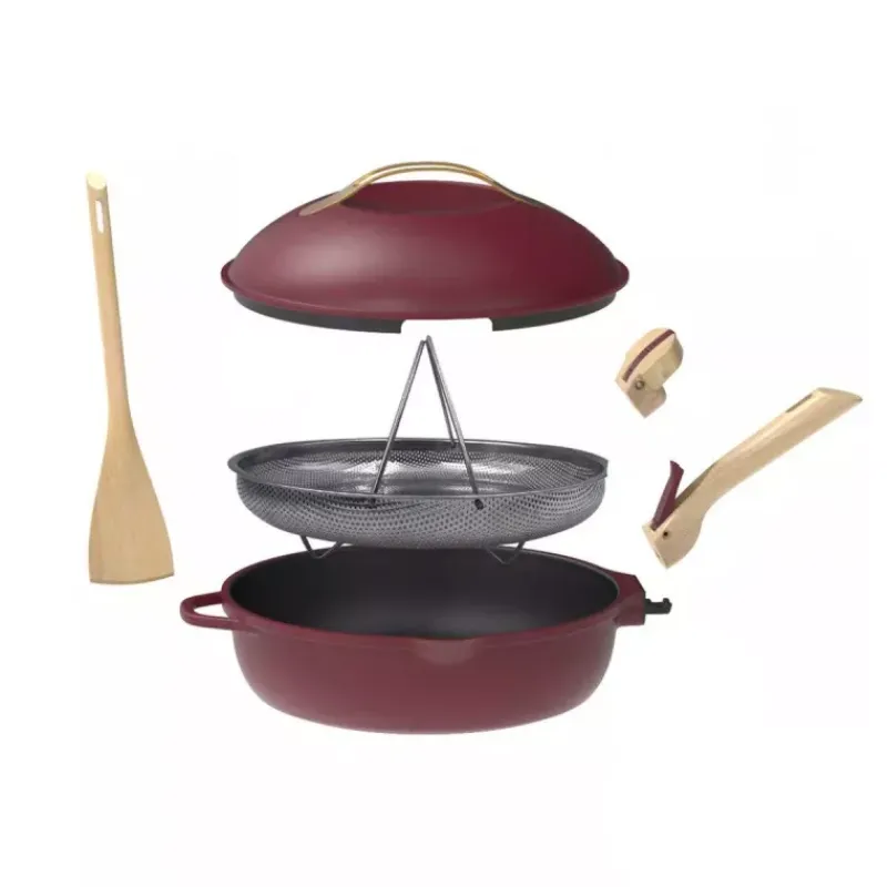 La Fabuleuse Cookut | Sauteuses Amovibles Revêtues-COOKUT La Fabuleuse Poêle Sauteuse Casserole Cocotte 28 cm - Rouge Rubis