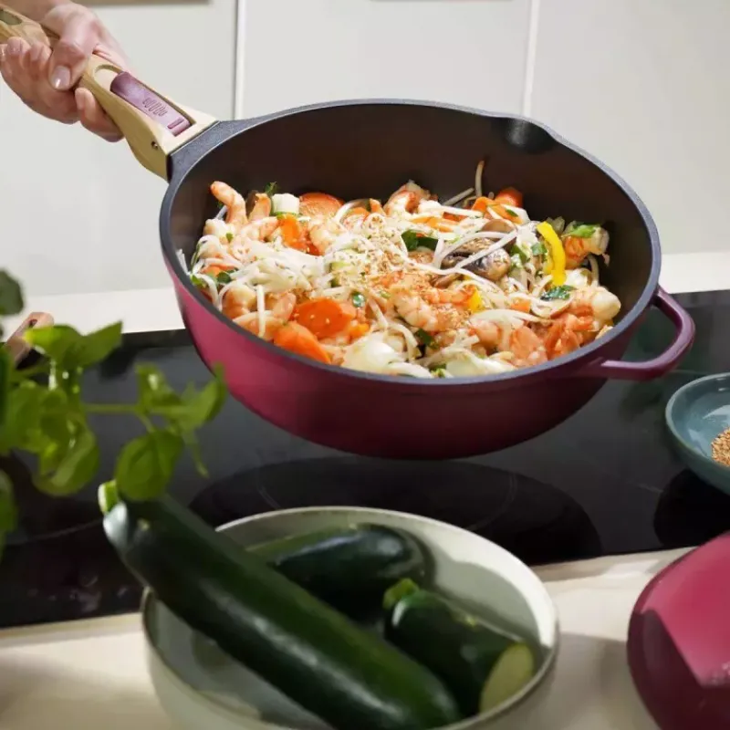 La Fabuleuse Cookut | Sauteuses Amovibles Revêtues-COOKUT La Fabuleuse Poêle Sauteuse Casserole Cocotte 28 cm - Rouge Rubis