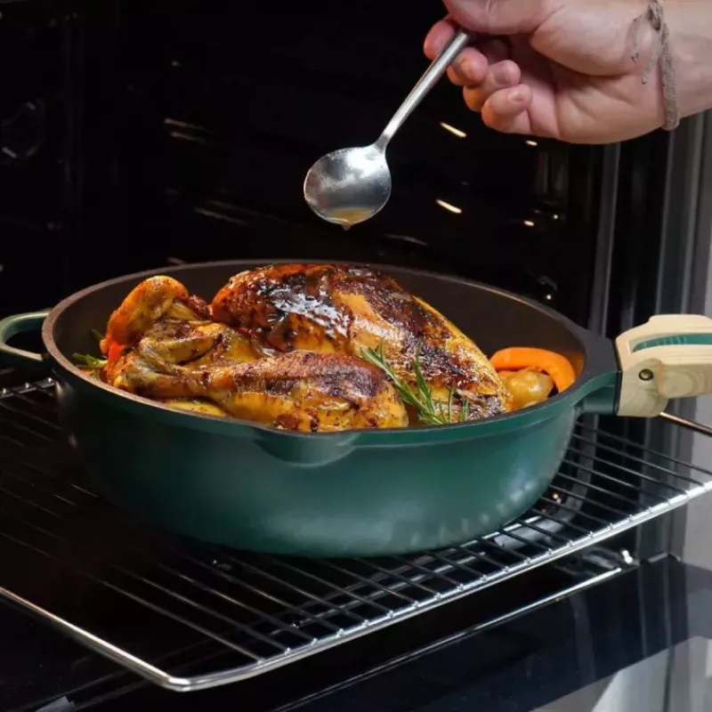 La Fabuleuse Cookut | Sauteuses Amovibles Revêtues-COOKUT La Fabuleuse Poêle Sauteuse Casserole Cocotte 28 cm - Vert Canopée