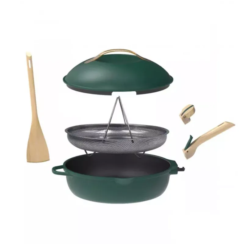 La Fabuleuse Cookut | Sauteuses Amovibles Revêtues-COOKUT La Fabuleuse Poêle Sauteuse Casserole Cocotte 28 cm - Vert Canopée