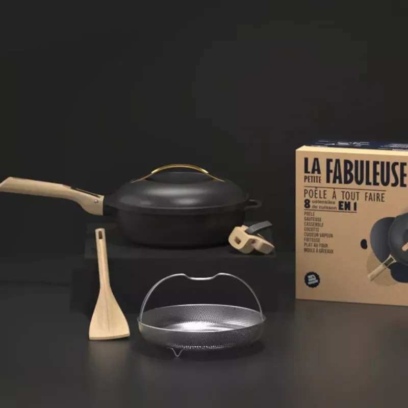 La Fabuleuse Cookut | Sauteuses Amovibles Revêtues-COOKUT La Fabuleuse Poêle Sauteuse Casserole Cocotte 24 cm  Noir graphite