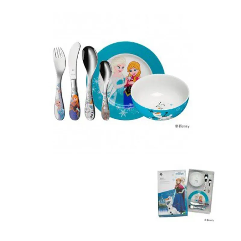 Ensembles Pour Enfants-WMF La Reine des Neiges Ensemble de Table Enfant - 6 pièces Assiette bol et couverts inox