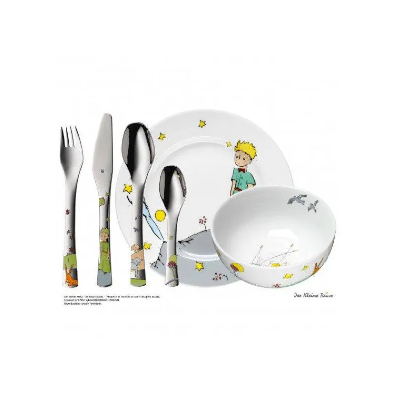 Ensembles Pour Enfants-WMF Le Petit Prince Ensemble de Table Enfant - 6 pièces Assiette bol et couverts inox