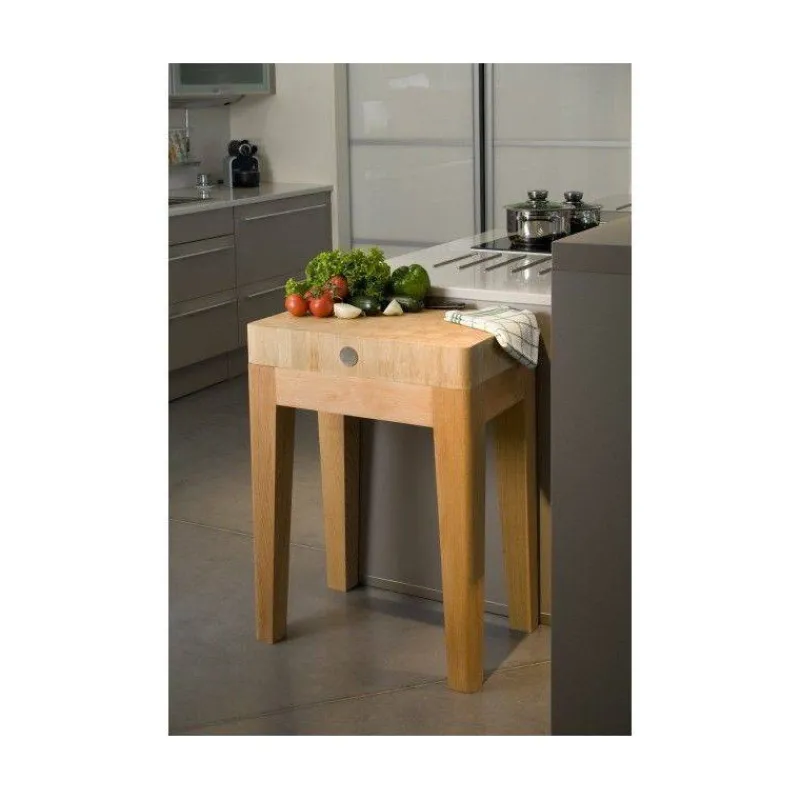 Billots-Billots Chabret LE PLOT de Chabret  Billot contemporain en bois debout de charme piètement noyer L70