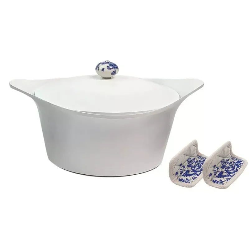 L'incroyable Cocotte Cookut | Cocottes En Fonte Aluminium-COOKUT L´incroyable Cocotte Revêtement céramique Blanc Polaire - Sans Bouton Ni Manique 24 cm