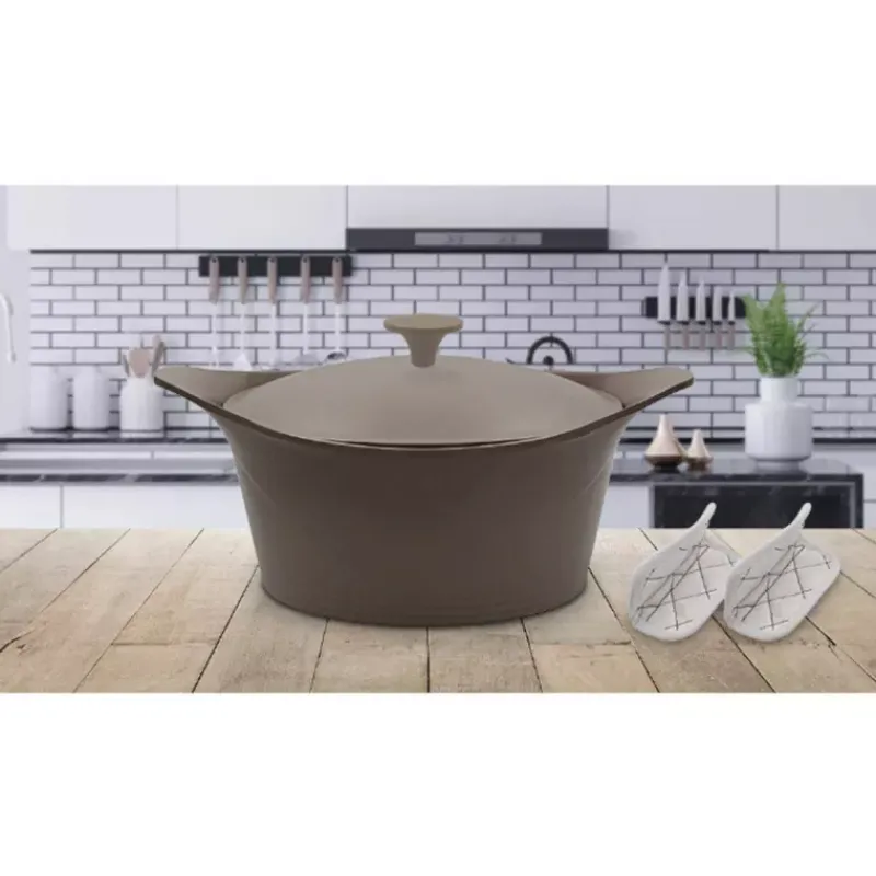 L'incroyable Cocotte Cookut | Cocottes En Fonte Aluminium-COOKUT L´incroyable Cocotte Revêtement céramique Moka - Sans Bouton Ni Manique 28 cm
