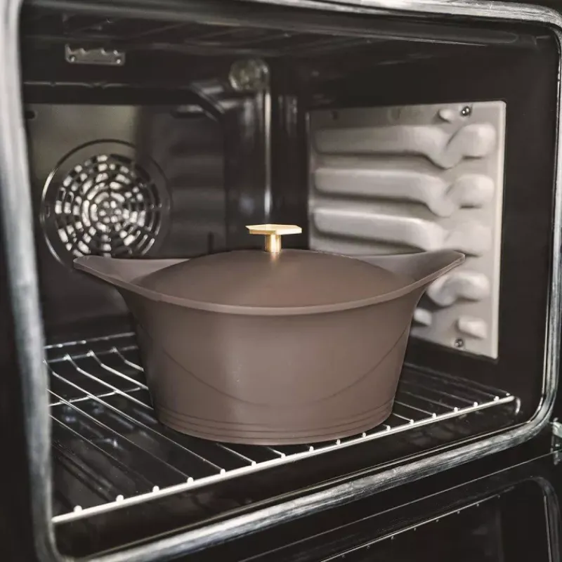 L'incroyable Cocotte Cookut | Cocottes En Fonte Aluminium-COOKUT L´incroyable Cocotte Revêtement céramique Moka - Sans Bouton Ni Manique 28 cm