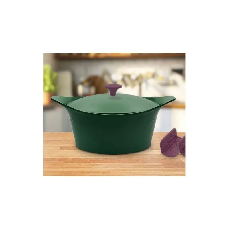L'incroyable Cocotte Cookut | Cocottes En Fonte Aluminium-COOKUT L´incroyable Cocotte Revêtement céramique Vert Fougère - Sans Bouton Ni Manique 28 cm