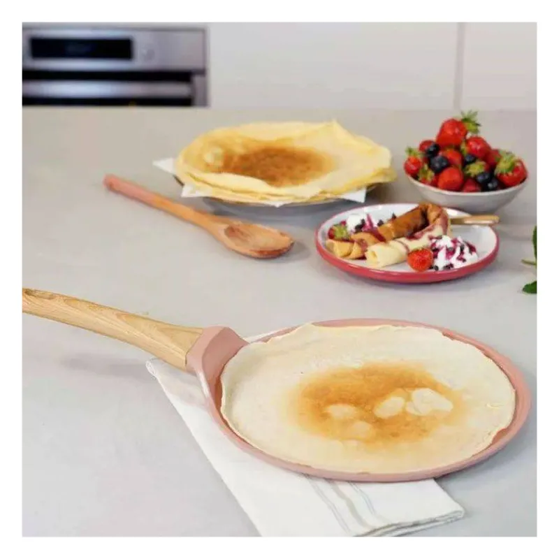 Crêpes | Poêles Avec Revêtement Céramique-COOKUT L´incroyable Crêpière Poêle à Crêpes Plancha Revêtement Céramique 28 cm - Rose Guimauve