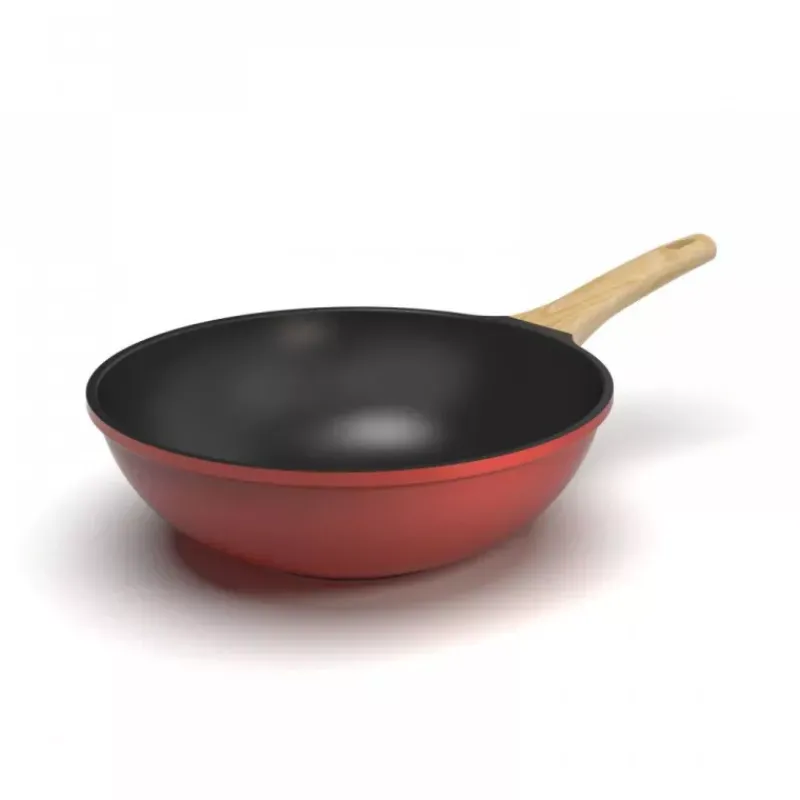 Woks Revêtements Céramique | Woks En Fonte Aluminium-COOKUT L´incroyable Wok Revêtement Céramique 28 cm - Rouge Passion