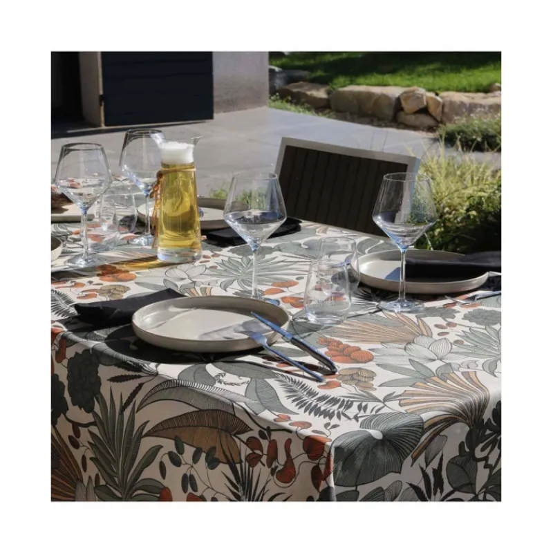 Nappe Table Carrée-Sud Etoffe LOMBOK Nappe 70% coton 30% polyester enduit 150X150 Bronze