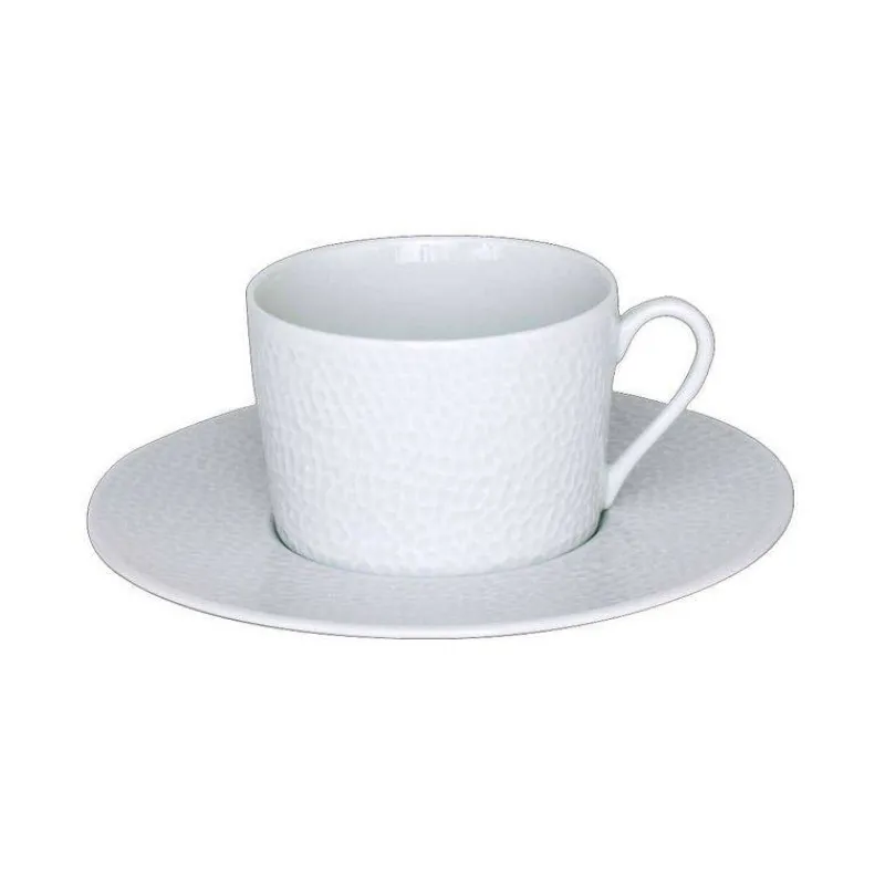 Tasses-TABLE PASSION LOUNA Tasse Thé avec sous-tasse en porcelaine blanche