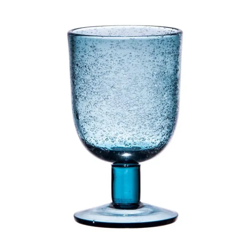 Verres À Pied-TABLE PASSION LUBERON verre à pied 28 cl verre bullé bleu