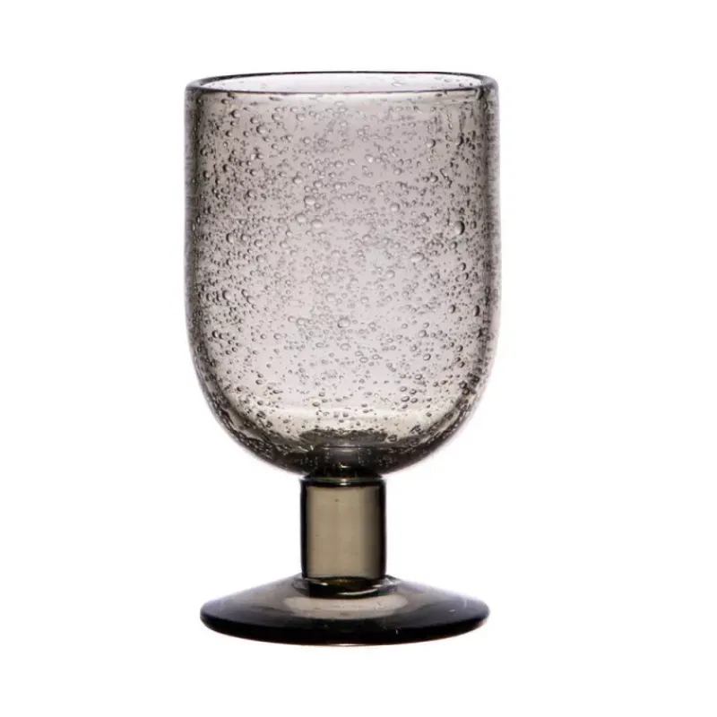 Verres À Pied-TABLE PASSION LUBERON verre à pied 28 cl verre bullé gris