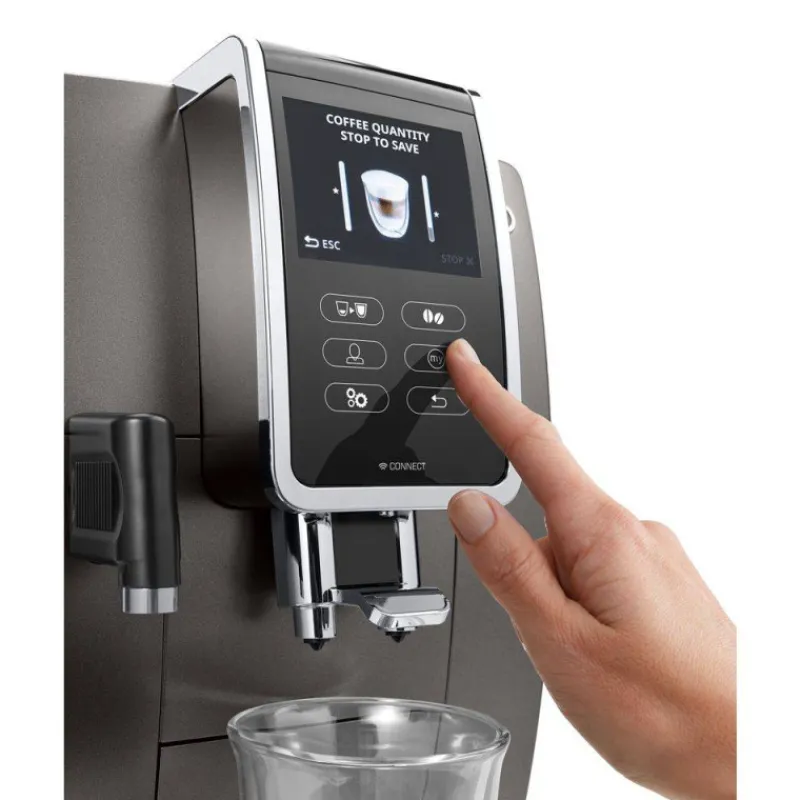 Robots Café-Du00e9Longhi Machine à café Automatique Expresso avec Broyeur Delonghi DINAMICA Titanium Connectable  SC