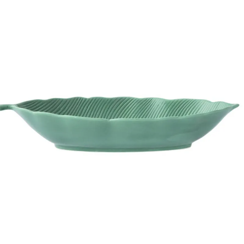 Plats Creux Et Légumiers-Easy Life MADAGASCAR Plat de service Creux Porcelaine EASYLIFE L36  Feuille Bananier Vert clair SC