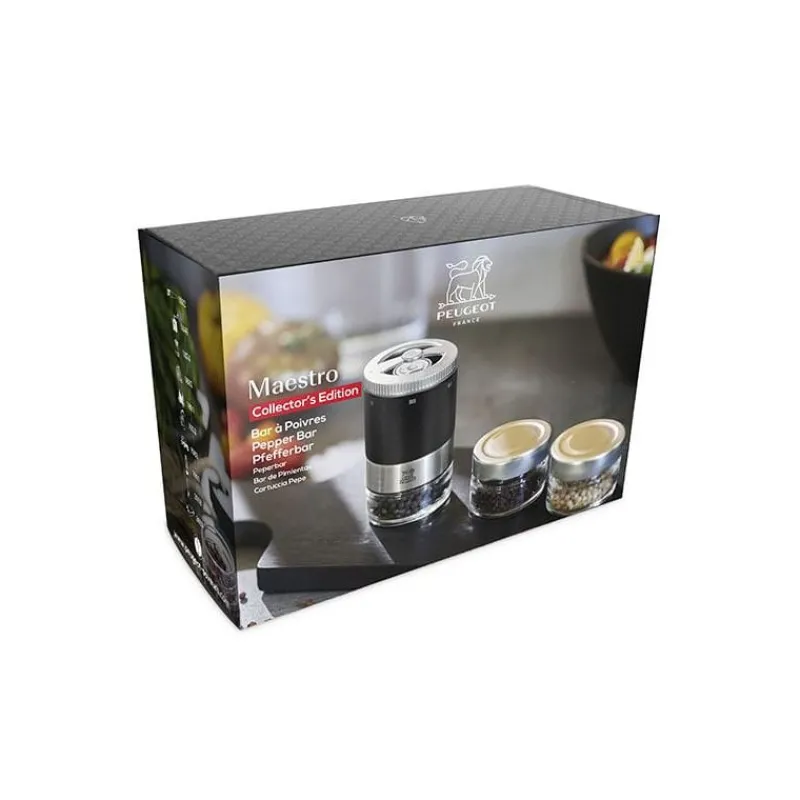 Salières Et Poivrières | Moulins À Poivre Peugeot-PEUGEOT MAESTRO Bar à poivres Coffret Moulin Réservoir et Poivres mat black
