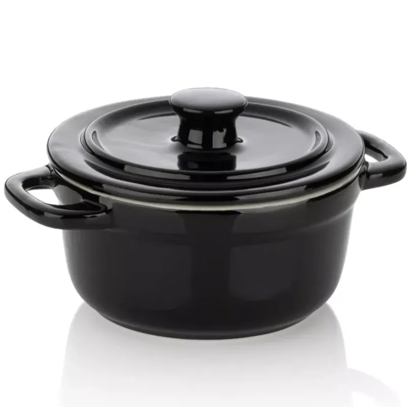 Cocottes En Céramique-Kela MALIN Mini cocotte ronde en céramique D10 Noir