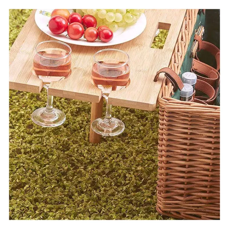 Paniers Pique-nique-Les Jardins de la Comtesse Malle Panier Pique Nique osier avec table Saint Honoré  vert 4 personnes