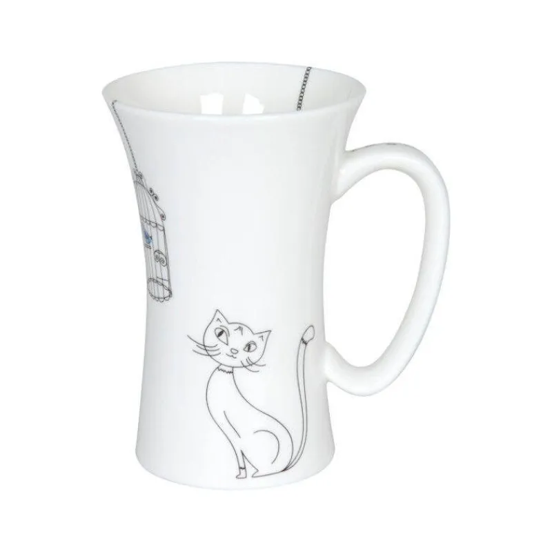 Mugs-KONITZ MEGA MUG Porcelaine Könitz Chat et Oiseau 63cl