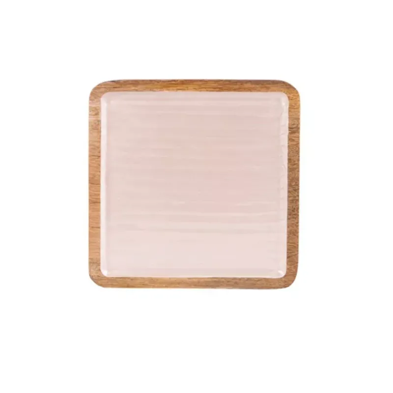 Plateaux Bois-TABLE PASSION MELLOW  Plateau en Bois de manguier et Résine 25x25 cm ligne