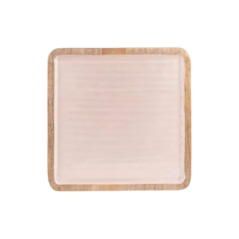 Plateaux Bois-TABLE PASSION MELLOW  Plateau en Bois de manguier et Résine 30x30 cm lignes