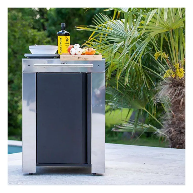 Dessertes Roulantes | Plancha Eno-ENO Meuble plancha Desserte Mobile Inox Table HPL noir FELIX 60 x 60