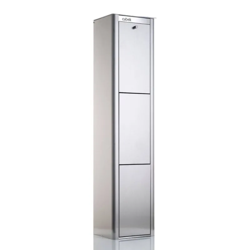 Poubelles De Tri Sélectif-DHO Meuble Poubelle de cuisine tri sélectif CUBEK inox  - 1 Colonne 3 Bacs