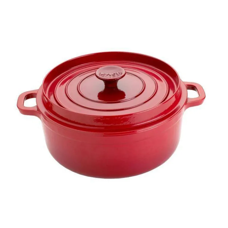 Cocottes En Fonte Traditionnelle-INVICTA Mijoteuse Cocotte Ronde Fonte émaillée Rouge Rubis D22