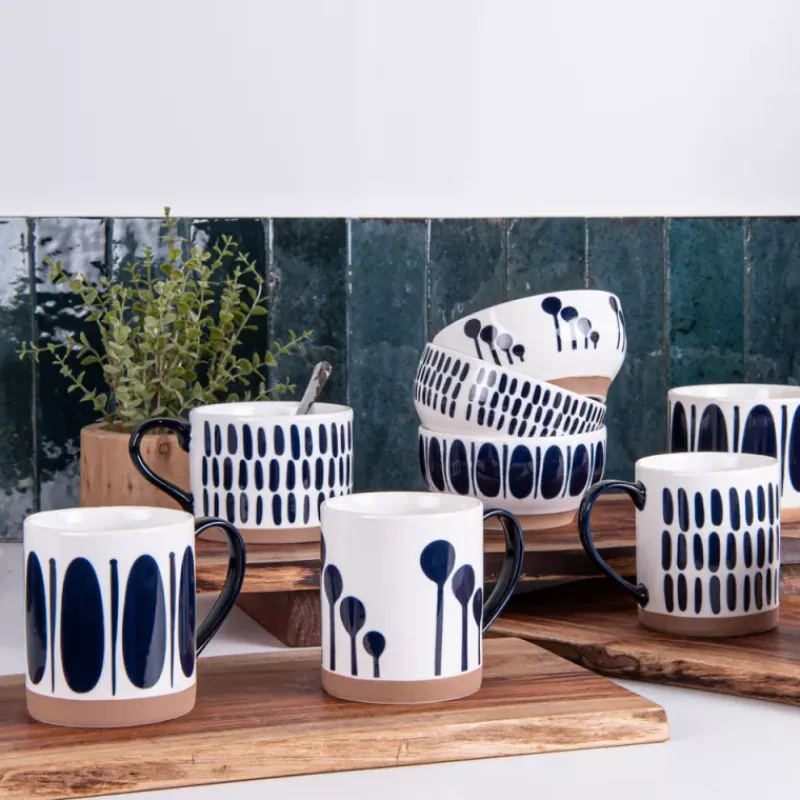Mugs-TABLE PASSION MIKONOS Mug en faïence 35cl  Décor Traits