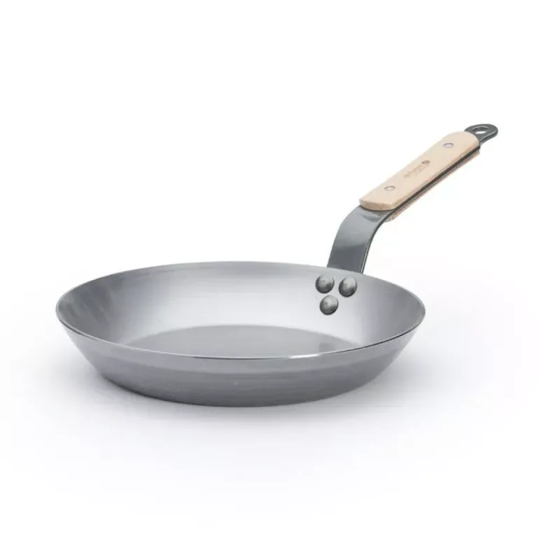 Poêles En Acier-De Buyer MINERAL B Bois Poêle ronde induction en tôle d´acier cire d´abeille D28 cm