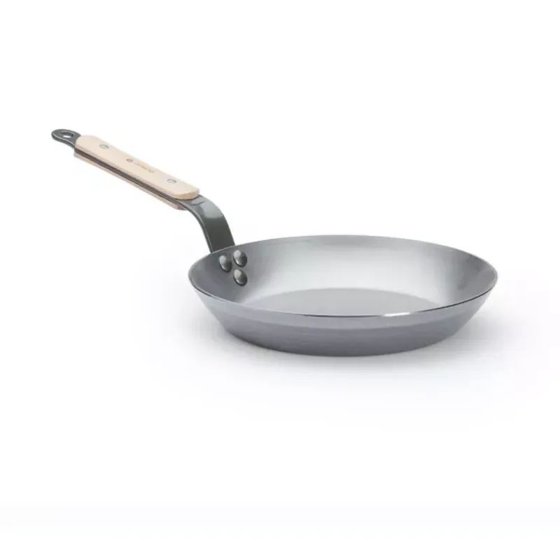 Poêles En Acier-De Buyer MINERAL B Bois Poêle ronde induction en tôle d´acier cire d´abeille D28 cm