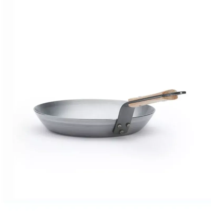 Poêles En Acier-De Buyer MINERAL B Bois Poêle ronde induction en tôle d´acier cire d´abeille D28 cm